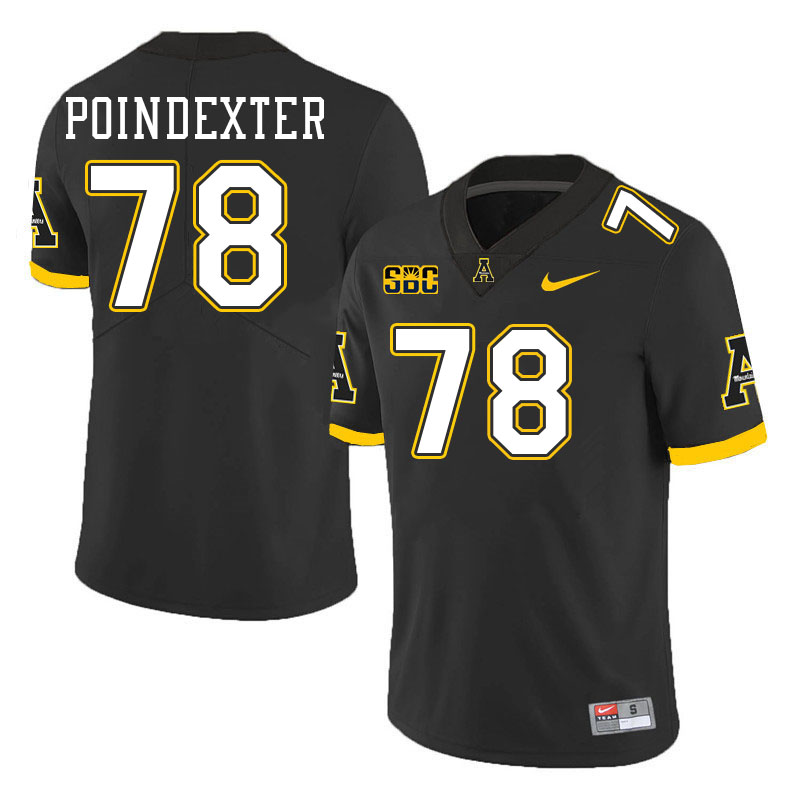 Appalachian State Mountaineers #78 Tyriq Poindexter College Football Jerseys Stitched-Black